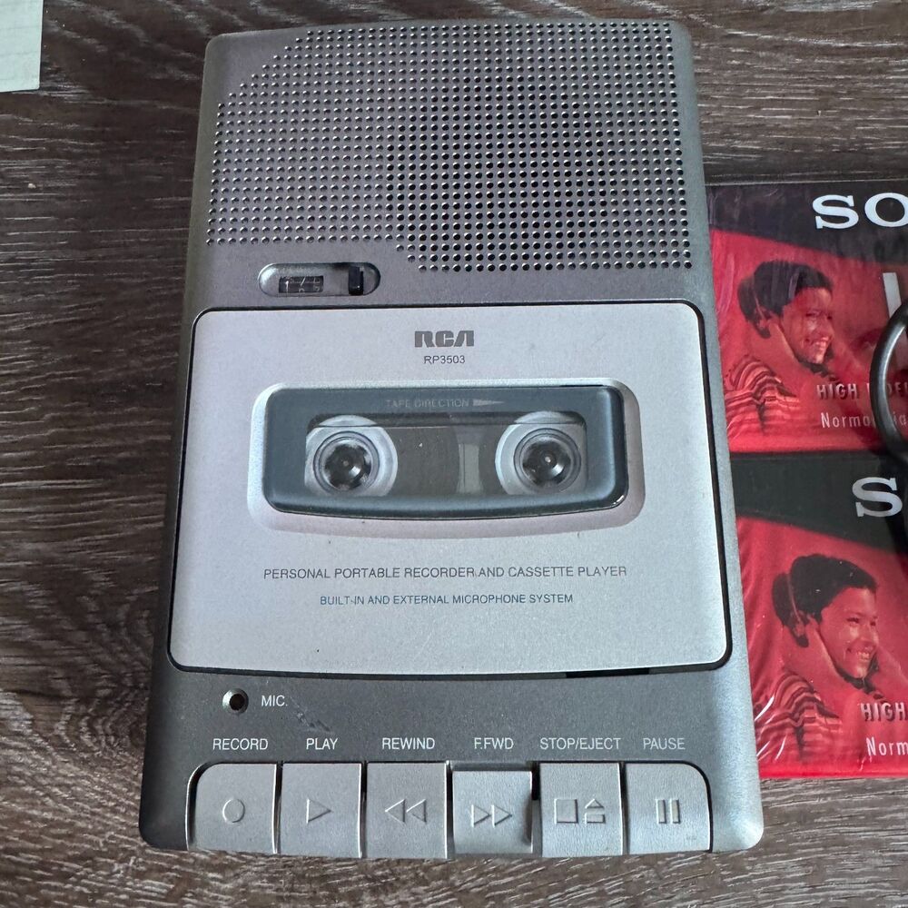 Vintage RCA Cassette Player + Sony blank Tapes + Retro Bag Bundle